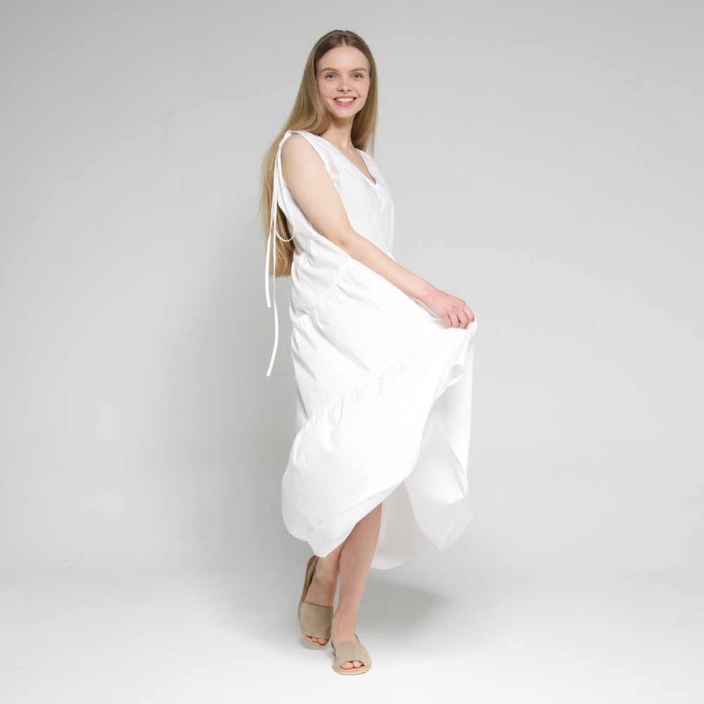 White cotton summer dress. Vacation dress